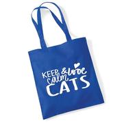 huuraa borse della spesa Keep calm and love Cats Borsa regalo Bright Royal in cotone da 10 litri Keep calm and love Cats souvenir