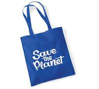 huuraa borse della spesa Save the Planet Schriftzug Borsa regalo Bright Royal in cotone da 10 litri Save the Planet Schriftzug souvenir