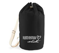 huuraa borsone Fuerteventura verliebt Zaino regalo nero 20 litri cotone Fuerteventura verliebt Presente