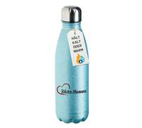 huuraa bottiglia d'acqua Bästa Mamma Bottiglia regalo glitterata blu 500ml in acciaio inossidabile Bästa Mamma idea regalo