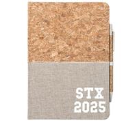 huuraa quaderno STX 2025 Diario regalo con copertina in sughero 80 fogli Din A5 incl. Penna a sfera STX 2025 Presente