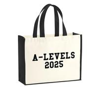huuraa sacco di juta A-Levels 2025 Borsa per la spesa Gift Shopper nera 21 litri juta e cotone A-Levels 2025 idea regalo