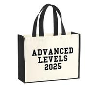 huuraa sacco di juta Advanced Levels 2025 Borsa per la spesa Gift Shopper nera 21 litri juta e cotone Advanced Levels 2025 idea regalo
