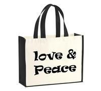 huuraa sacco di juta Amor y Paz 70s Borsa per la spesa Gift Shopper nera 21 litri juta e cotone Amor y Paz 70s idea regalo