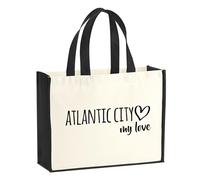 huuraa sacco di juta Atlantic City my love Borsa per la spesa Gift Shopper nera 21 litri juta e cotone Atlantic City my love idea regalo