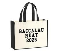 huuraa sacco di juta Baccalauréat 2025 Borsa per la spesa Gift Shopper nera 21 litri juta e cotone Baccalauréat 2025 idea regalo