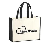 huuraa sacco di juta Bästa Mamma Borsa per la spesa Gift Shopper nera 21 litri juta e cotone Bästa Mamma idea regalo