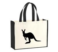 huuraa sacco di juta Canguro Borsa per la spesa Gift Shopper nera 21 litri juta e cotone Canguro idea regalo