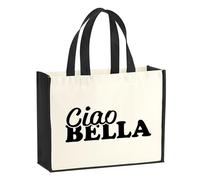 huuraa sacco di juta Ciao Bella Borsa per la spesa Gift Shopper nera 21 litri juta e cotone Ciao Bella idea regalo