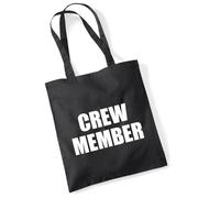 huuraa sacco di juta Crew Member Schriftzug Borsa regalo nera 10 litri cotone Crew Member Schriftzug Presente
