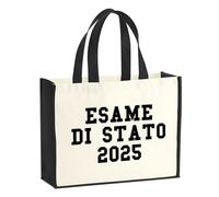 huuraa sacco di juta Esame di Stato 2025 Borsa per la spesa Gift Shopper nera 21 litri juta e cotone Esame di Stato 2025 idea regalo