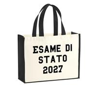 huuraa sacco di juta Esame di Stato 2027 Borsa per la spesa Gift Shopper nera 21 litri juta e cotone Esame di Stato 2027 idea regalo