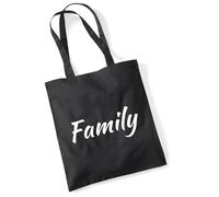 huuraa sacco di juta Family Schriftzug Borsa regalo nera 10 litri cotone Family Schriftzug Presente
