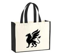 huuraa sacco di juta Grifo Borsa per la spesa Gift Shopper nera 21 litri juta e cotone Grifo idea regalo