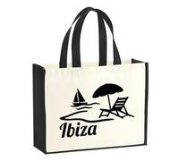 huuraa sacco di juta Ibiza Borsa per la spesa Gift Shopper nera 21 litri juta e cotone Ibiza idea regalo
