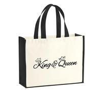 huuraa sacco di juta King & Queen Krone Borsa per la spesa Gift Shopper nera 21 litri juta e cotone King & Queen Krone idea regalo