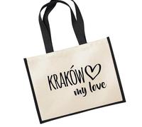 huuraa sacco di juta Kraków my love Borsa per la spesa Gift Shopper nera 21 litri juta e cotone Kraków my love idea regalo