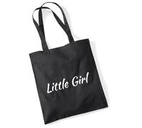 huuraa sacco di juta Little Girl Schriftzug Borsa regalo nera 10 litri cotone Little Girl Schriftzug Presente