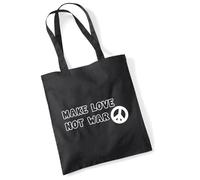 huuraa sacco di juta Make Love not War Borsa regalo nera 10 litri cotone Make Love not War Presente