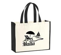 huuraa sacco di juta Malta Borsa per la spesa Gift Shopper nera 21 litri juta e cotone Malta idea regalo