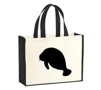 huuraa sacco di juta manatí Borsa per la spesa Gift Shopper nera 21 litri juta e cotone manatí idea regalo