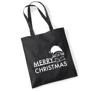 huuraa sacco di juta Merry Christmas Katze Borsa regalo nera 10 litri cotone Merry Christmas Katze Presente