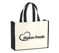 huuraa sacco di juta Migliore Fratello Borsa per la spesa Gift Shopper nera 21 litri juta e cotone Migliore Fratello idea regalo