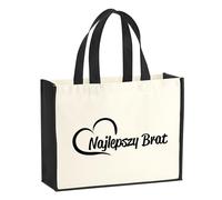 huuraa sacco di juta Najlepszy Brat Borsa per la spesa Gift Shopper nera 21 litri juta e cotone Najlepszy Brat idea regalo