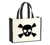 huuraa sacco di juta Pirata Borsa per la spesa Gift Shopper nera 21 litri juta e cotone Pirata idea regalo