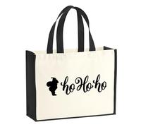 huuraa sacco di juta Santa Claus Ho Ho Ho Borsa per la spesa Gift Shopper nera 21 litri juta e cotone Santa Claus Ho Ho Ho idea regalo