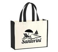huuraa sacco di juta Santorini Borsa per la spesa Gift Shopper nera 21 litri juta e cotone Santorini idea regalo