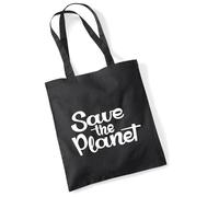 huuraa sacco di juta Save the Planet Schriftzug Borsa regalo nera 10 litri cotone Save the Planet Schriftzug Presente