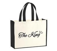 huuraa sacco di juta The King Krone Borsa per la spesa Gift Shopper nera 21 litri juta e cotone The King Krone idea regalo