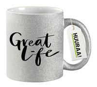 huuraa tazza da caffè Great Life Schriftzug Tazza regalo argento 330ml Great Life Schriftzug Presente