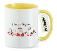 huuraa tazza da tè Merry Christmas Ayudante navideño Tazza in ceramica regalo gialla 330ml Merry Christmas Ayudante navideño Sorpresa