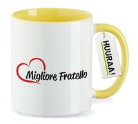 huuraa tazza da tè Migliore Fratello Tazza in ceramica regalo gialla 330ml Migliore Fratello Sorpresa