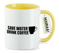 huuraa tazza da tè Save Water Drink Coffee Kaffeetasse Tazza in ceramica regalo gialla 330ml Save Water Drink Coffee Kaffeetasse Sorpresa