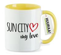 huuraa tazza da tè Sun City my love Tazza in ceramica regalo gialla 330ml Sun City my love Sorpresa