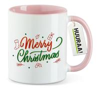 huuraa tazza da ufficio Merry Christmas Tazza con motivo regalo rosa 330ml Merry Christmas souvenir