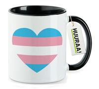 huuraa tazza di caffè Bandera del Orgullo Trans LGBTQ Tazza regalo nera 330ml Bandera del Orgullo Trans LGBTQ Presente