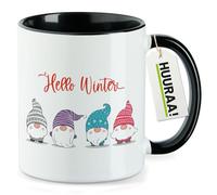 huuraa tazza di caffè Hello Winter Elfo navideño Tazza regalo nera 330ml Hello Winter Elfo navideño Presente