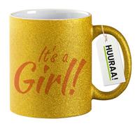 huuraa tazza di caffè It`s a Girl! Schriftzug Tazza da caffè regalo oro 330ml It`s a Girl! Schriftzug idea regalo