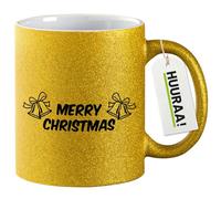 huuraa tazza di caffè Merry Christmas Glocken Tazza da caffè regalo oro 330ml Merry Christmas Glocken idea regalo