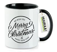 huuraa tazza di caffè Merry Christmas Letrero Tazza regalo nera 330ml Merry Christmas Letrero Presente