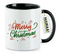 huuraa tazza di caffè Merry Christmas Tazza regalo nera 330ml Merry Christmas Presente