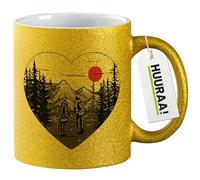 huuraa tazza di caffè Pareja camina corazón Tazza da caffè regalo oro 330ml Pareja camina corazón idea regalo