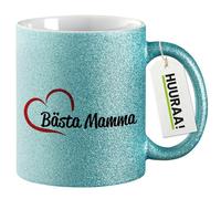huuraa tazza glitterata Bästa Mamma Tazza regalo blu 330ml Bästa Mamma Presente