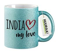 huuraa tazza glitterata India my love Tazza regalo blu 330ml India my love Presente