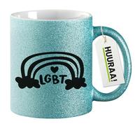 huuraa tazza glitterata LGBT Regenbogen Herz Tazza regalo blu 330ml LGBT Regenbogen Herz Presente