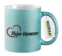 huuraa tazza glitterata Mejor Hermano Tazza regalo blu 330ml Mejor Hermano Presente